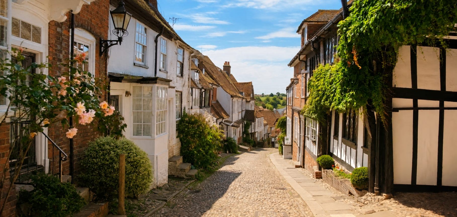 A residential street in London lined with terraced houses